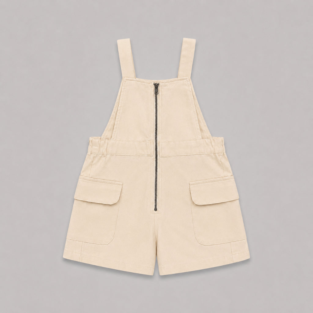AD Kids Girls Cream Jumpsuit Shorts | Cute Suspender Romper Korean Style Summer Outfit