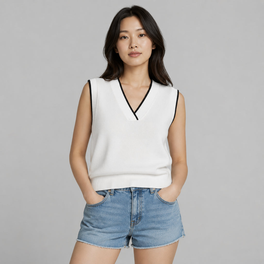 PISCO Women Contrast Trim Knit Vest Top
