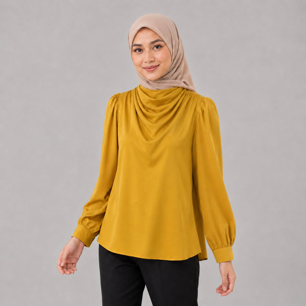 PISCO Women Elegant Draped Neck Blouse