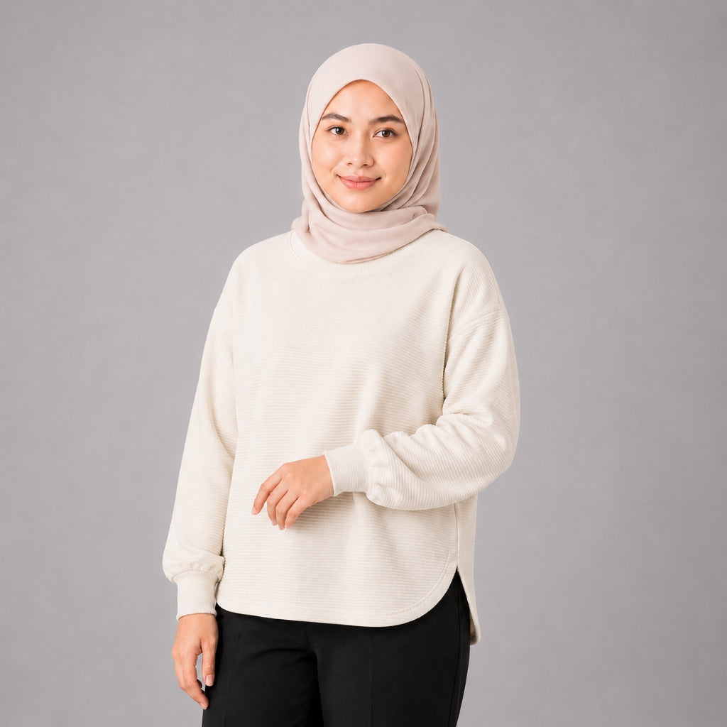 PISCO Women Waffle Knit Long Sleeve Top