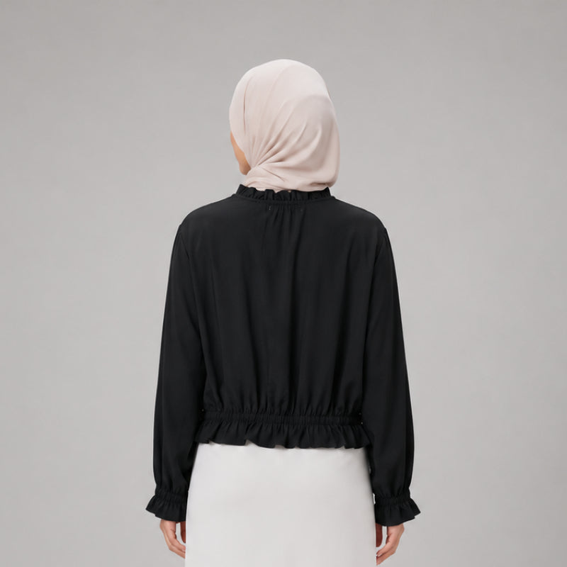 PISCO Women Ruffle Neck Tie Blouse
