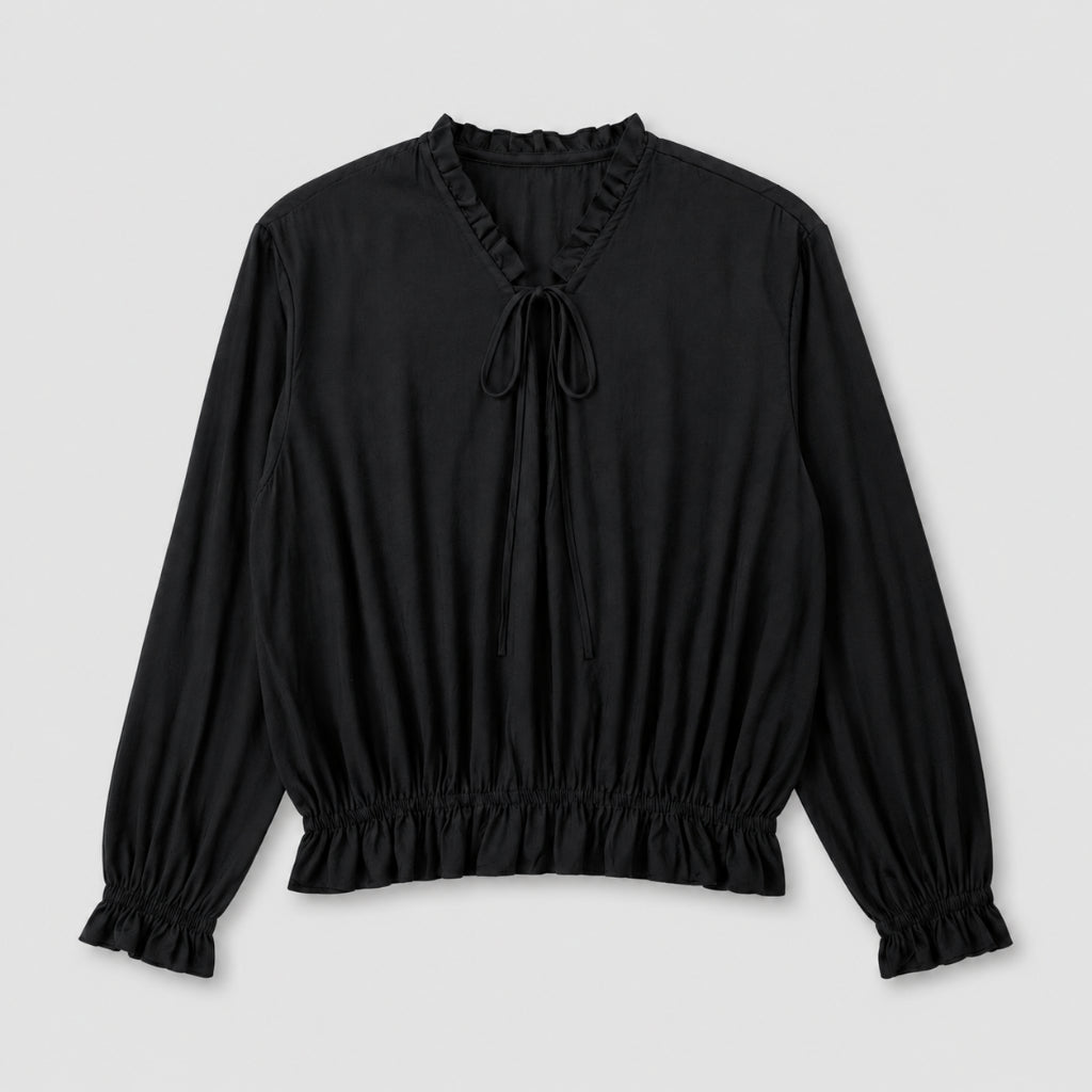 PISCO Women Ruffle Neck Tie Blouse