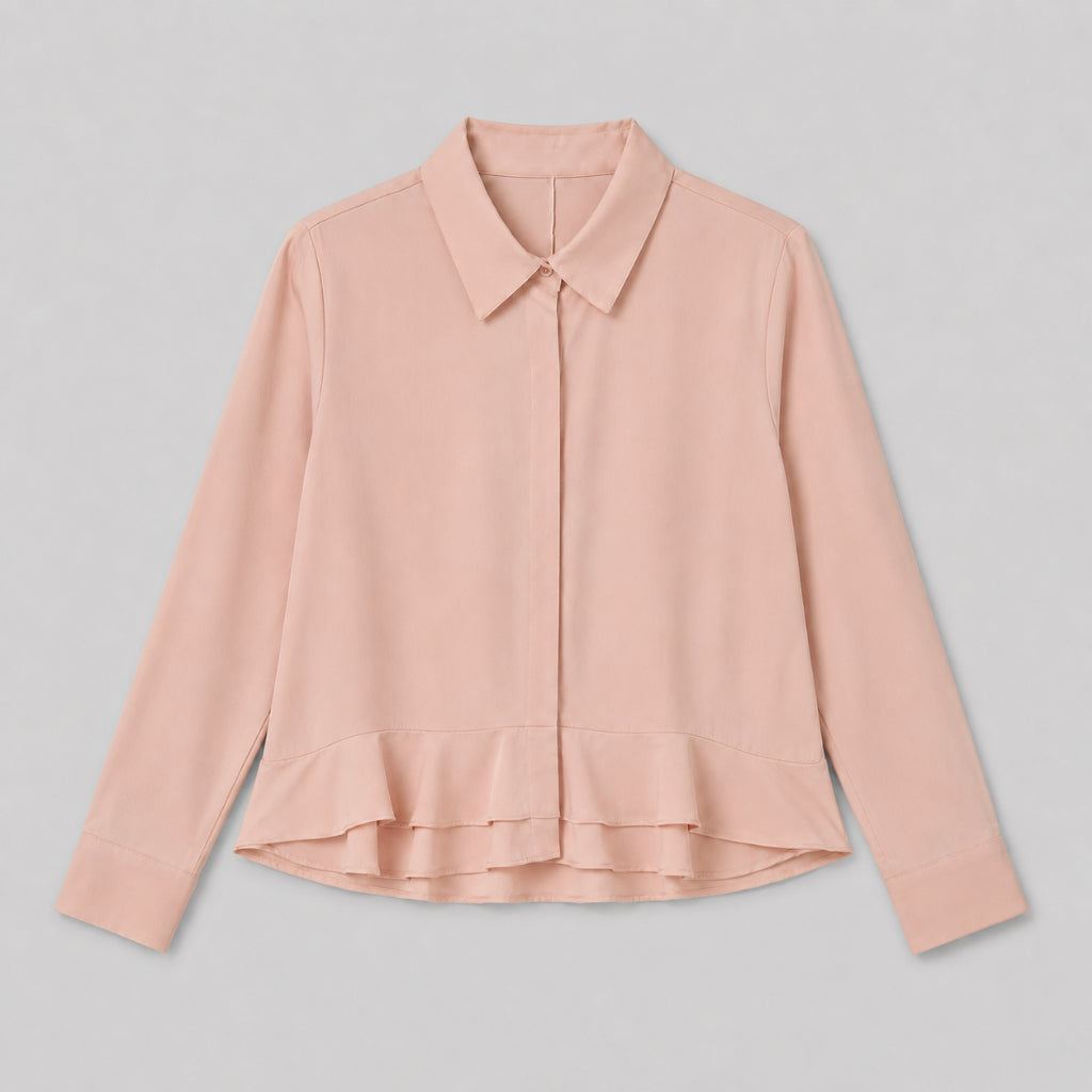 PISCO Women Ruffle Hem Collared Blouse