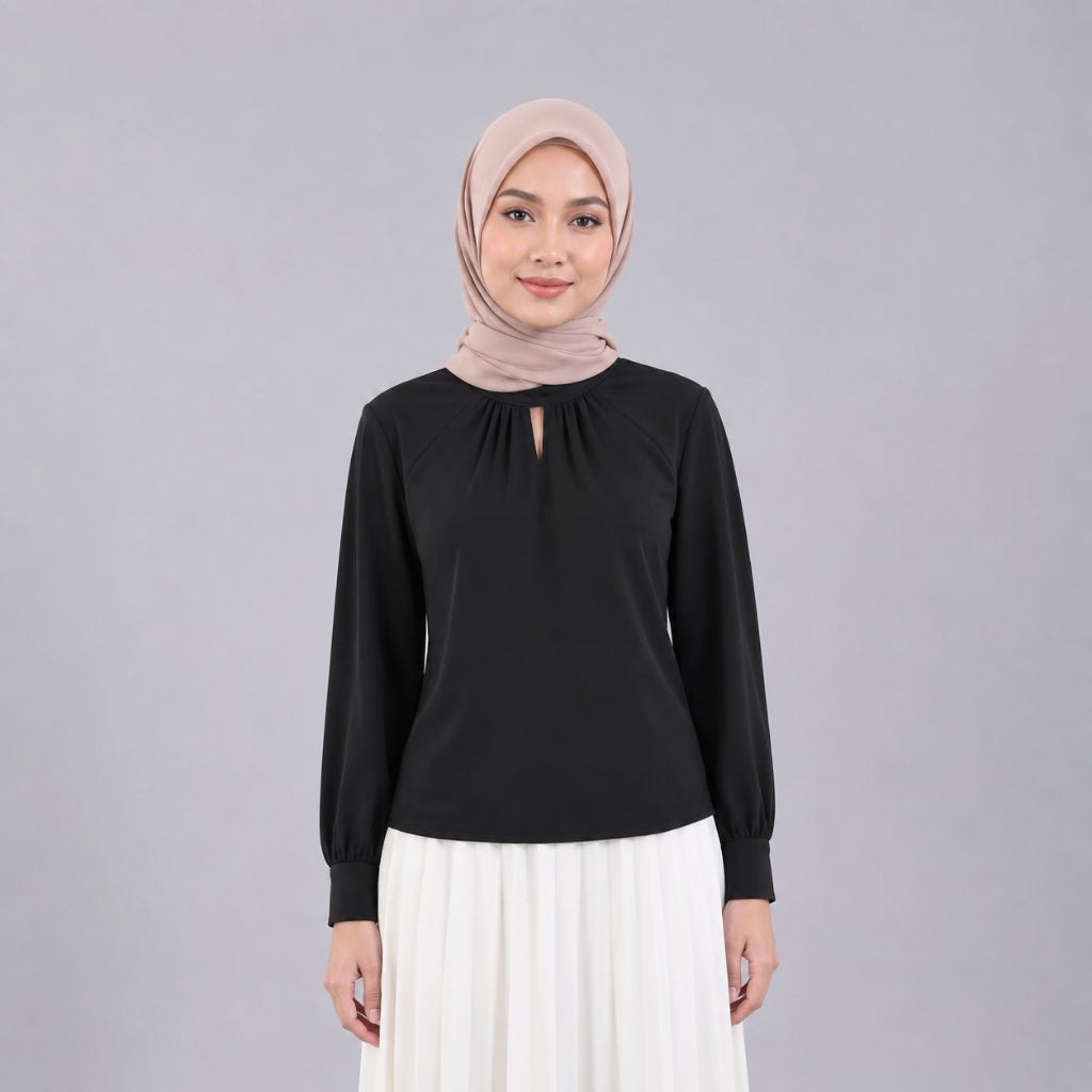 PISCO Women High Neck Keyhole Blouse