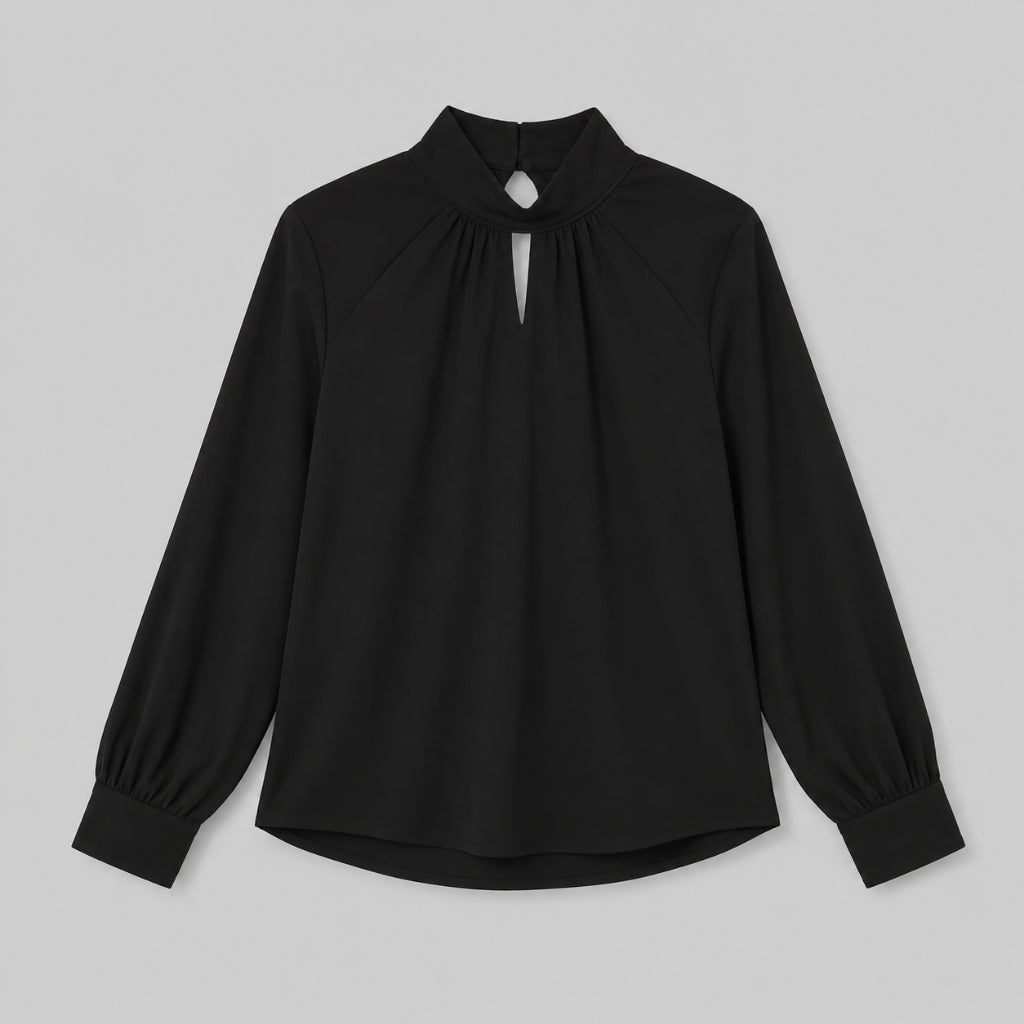 PISCO Women High Neck Keyhole Blouse