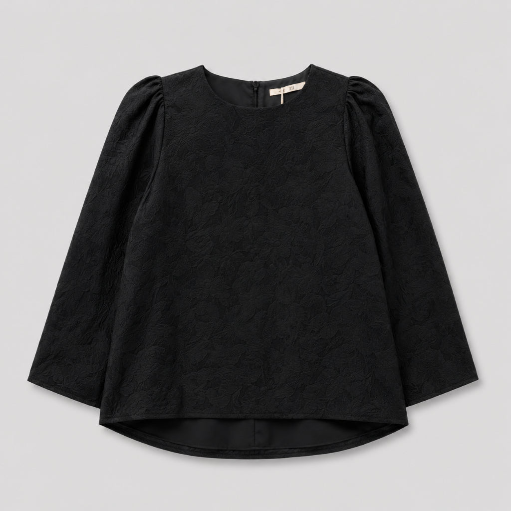 PISCO Women Floral Jacquard Puff Sleeve Blouse