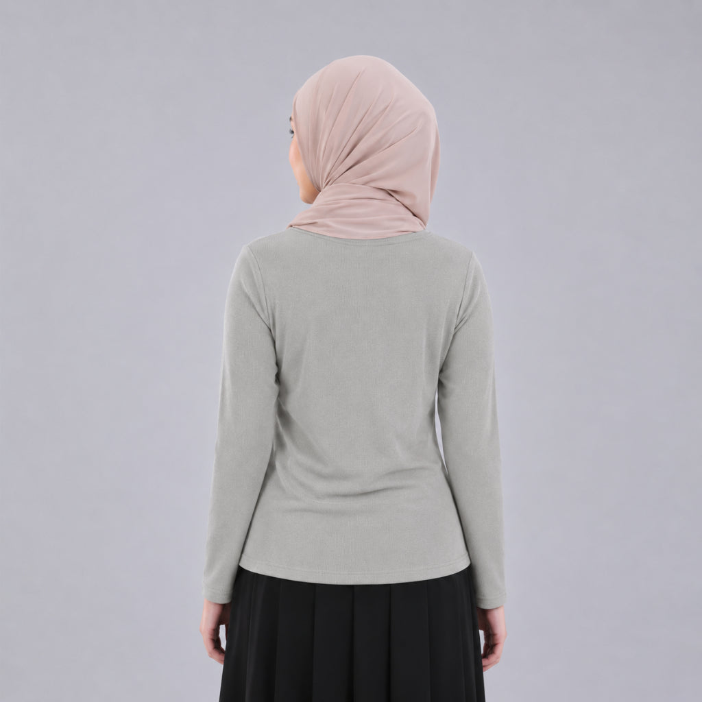 PISCO Women Twist Front Ribbed Long Sleeve Top