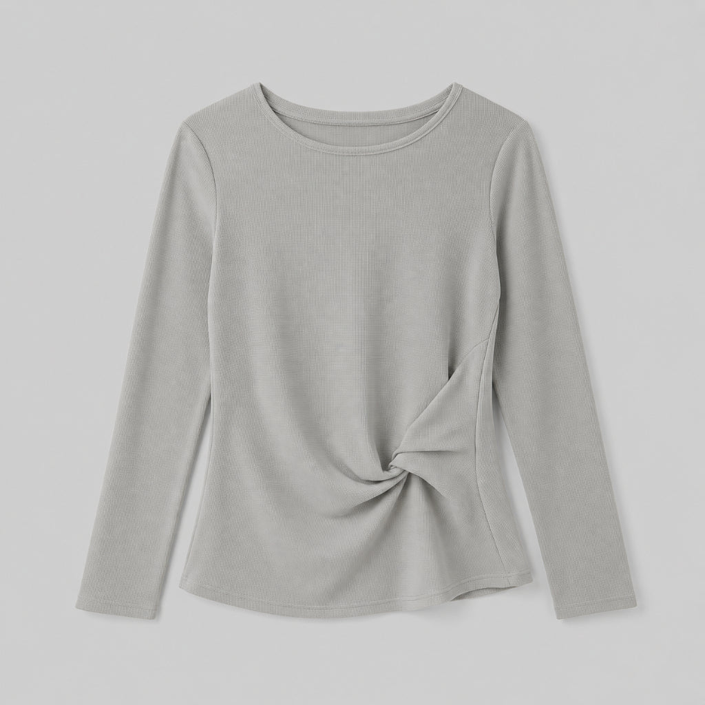 PISCO Women Twist Front Ribbed Long Sleeve Top