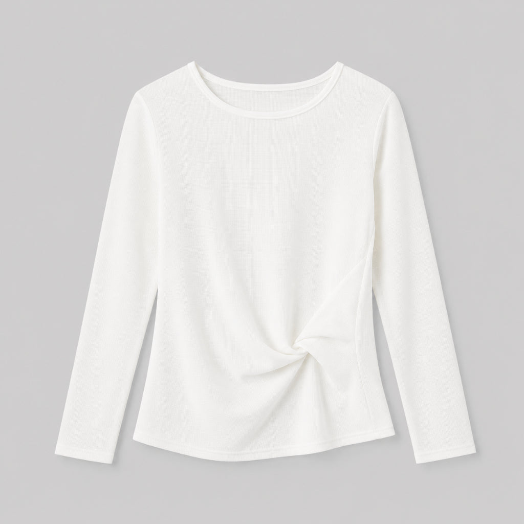 PISCO Women Twist Front Ribbed Long Sleeve Top