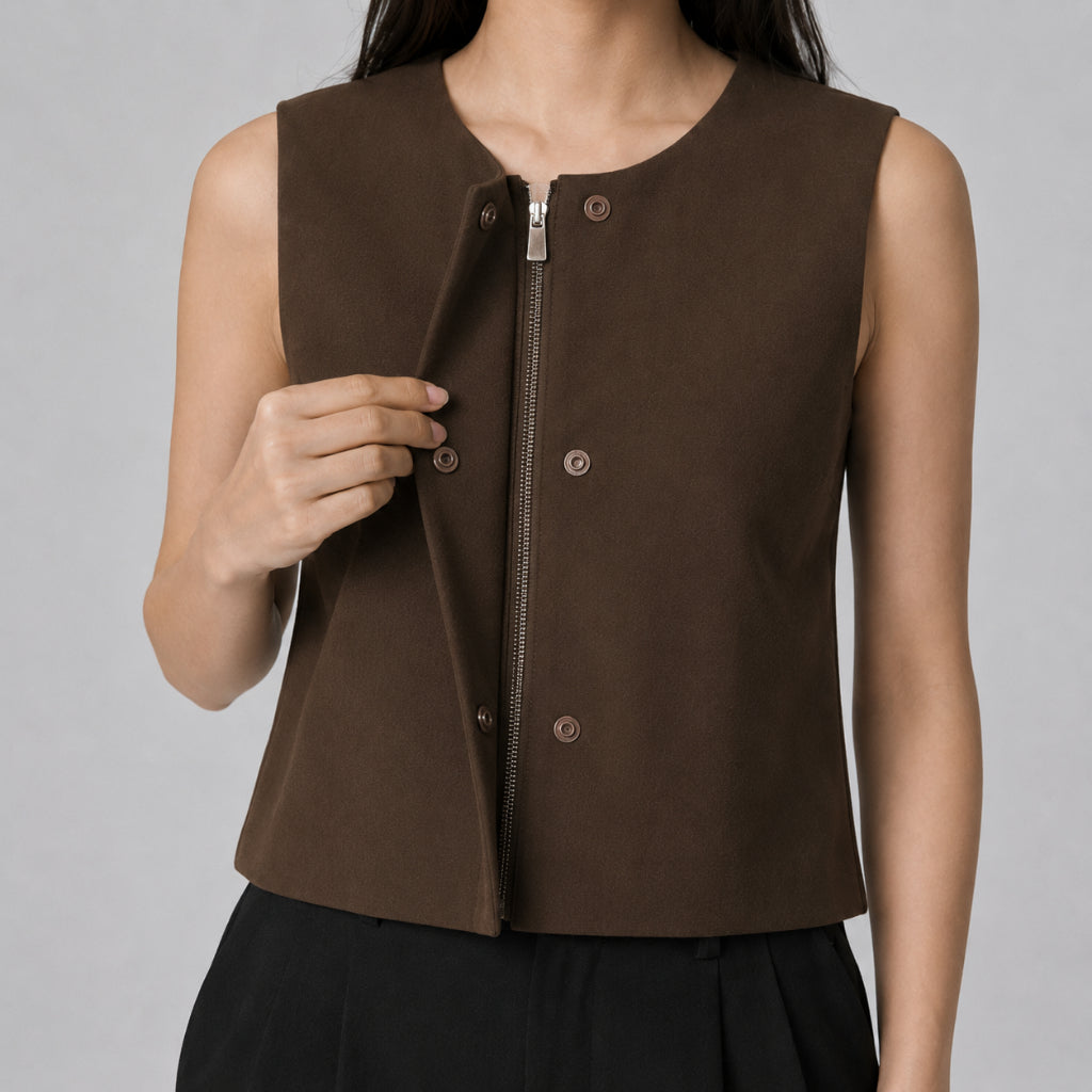 PISCO Women Hidden-Zip Sleeveless Vest