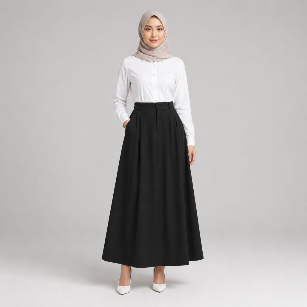 PISCO Women Elegant Pleated Maxi Skirt