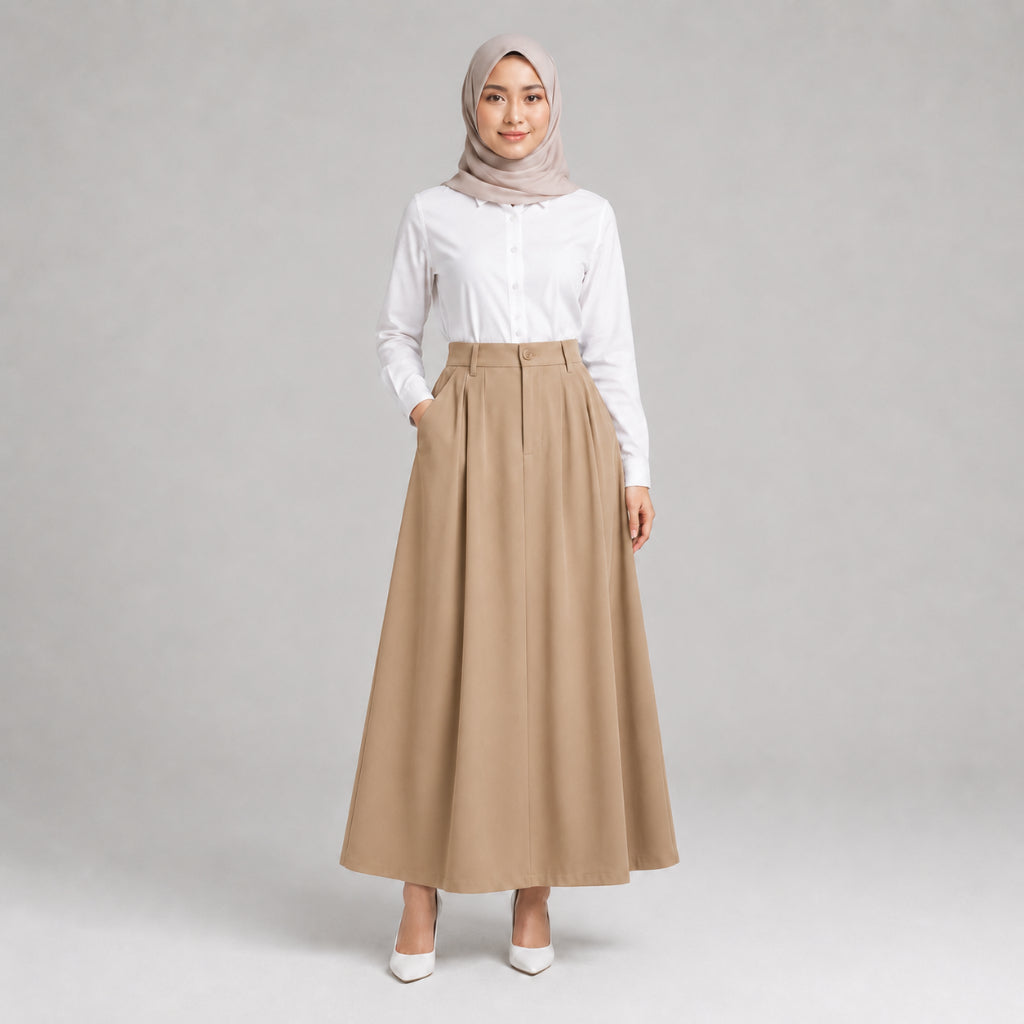 PISCO Women Elegant Pleated Maxi Skirt