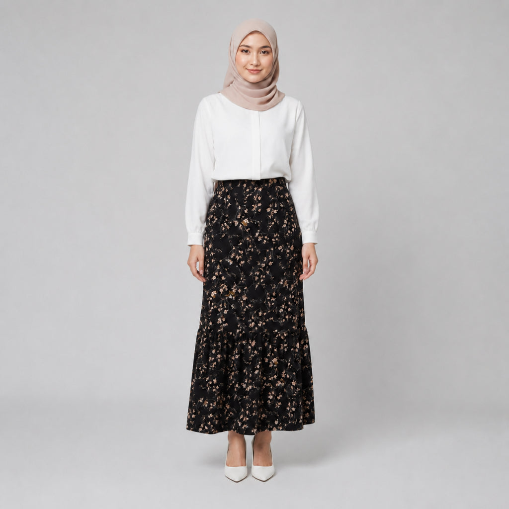 PISCO Women Floral Ruffle Hem Maxi Skirt
