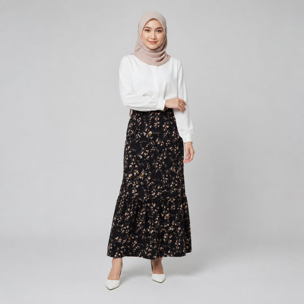 PISCO Women Floral Ruffle Hem Maxi Skirt