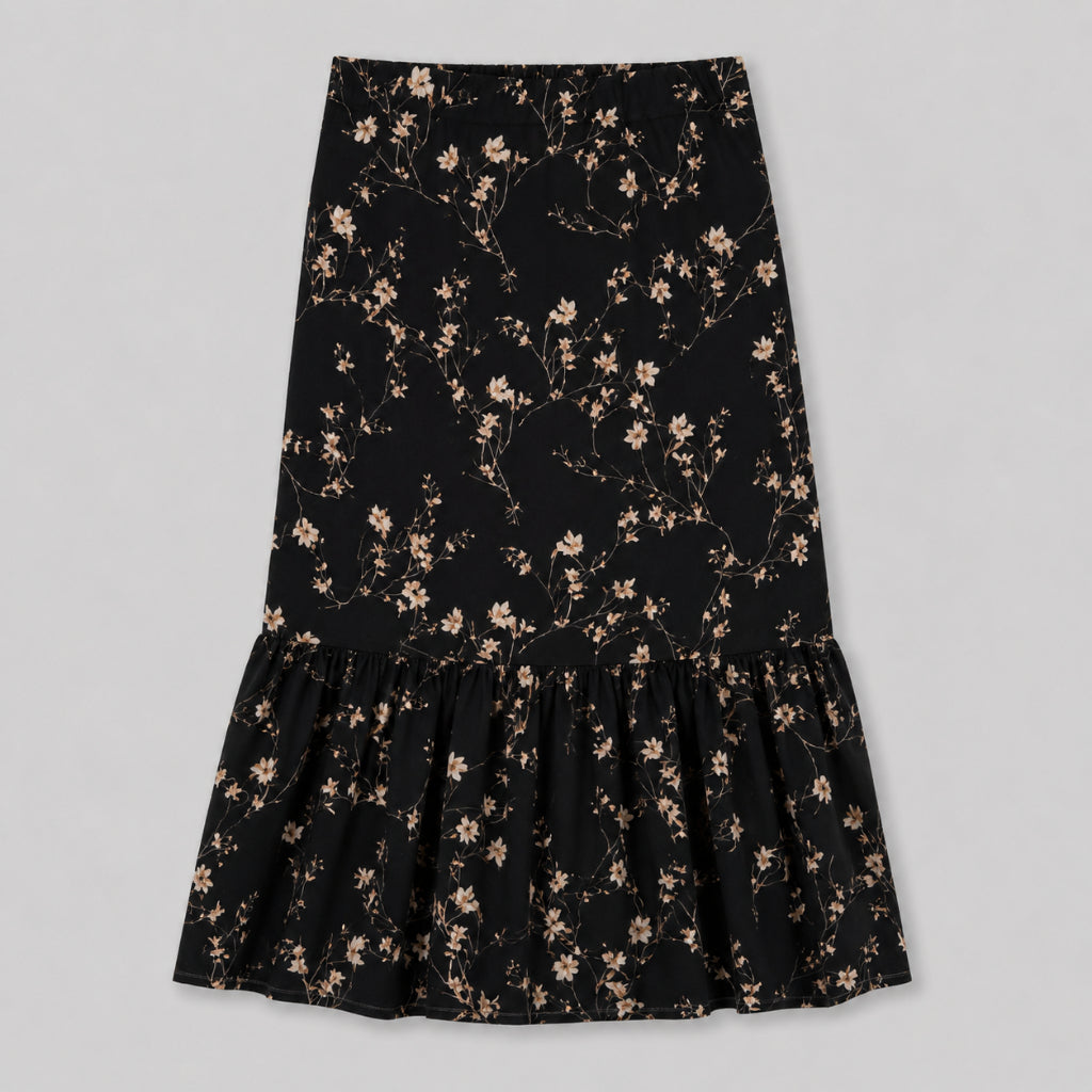 PISCO Women Floral Ruffle Hem Maxi Skirt