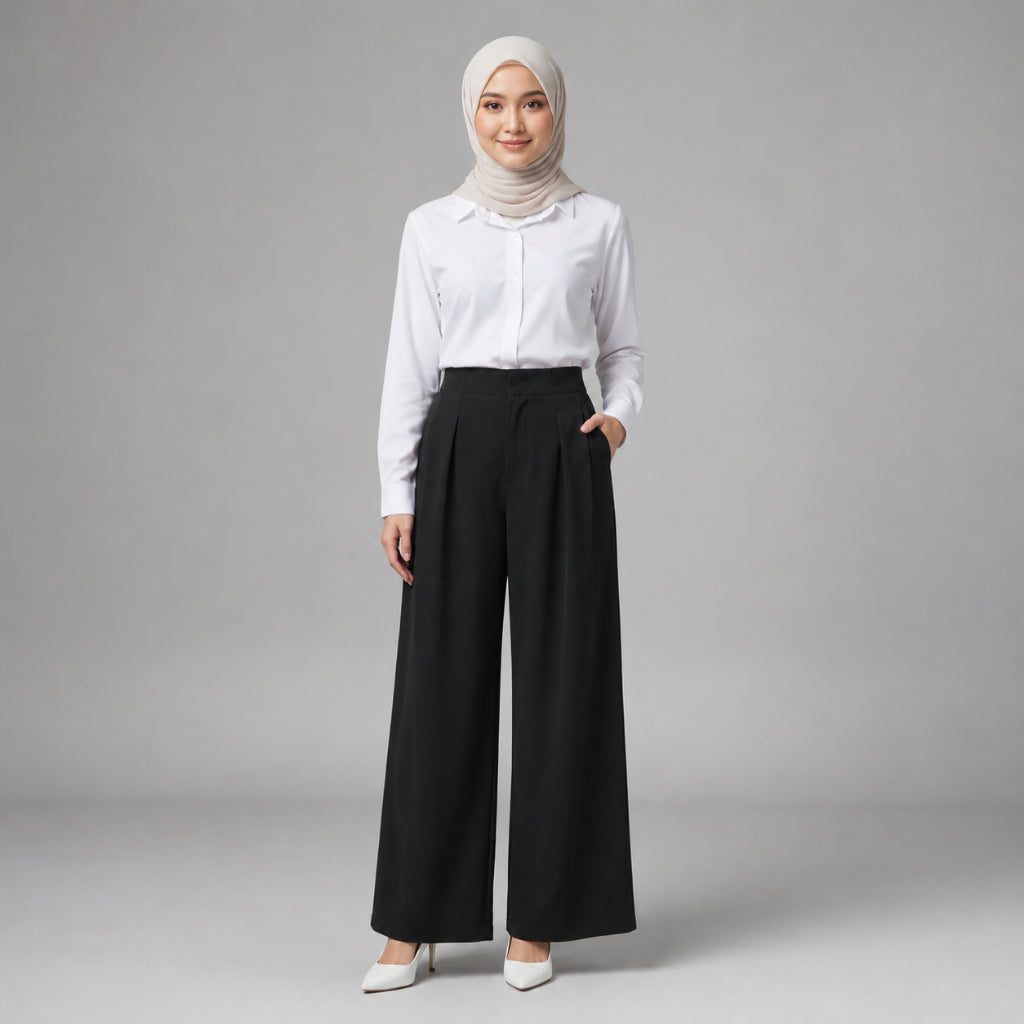 PISCO Women High-Waist Wide-Leg Pants with Pockets