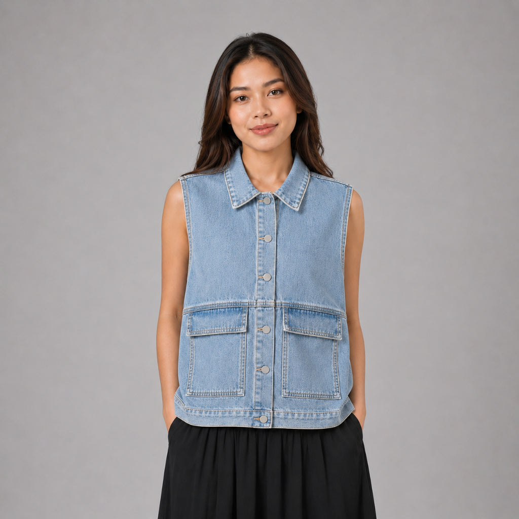 PISCO Women Sleeveless Denim Vest