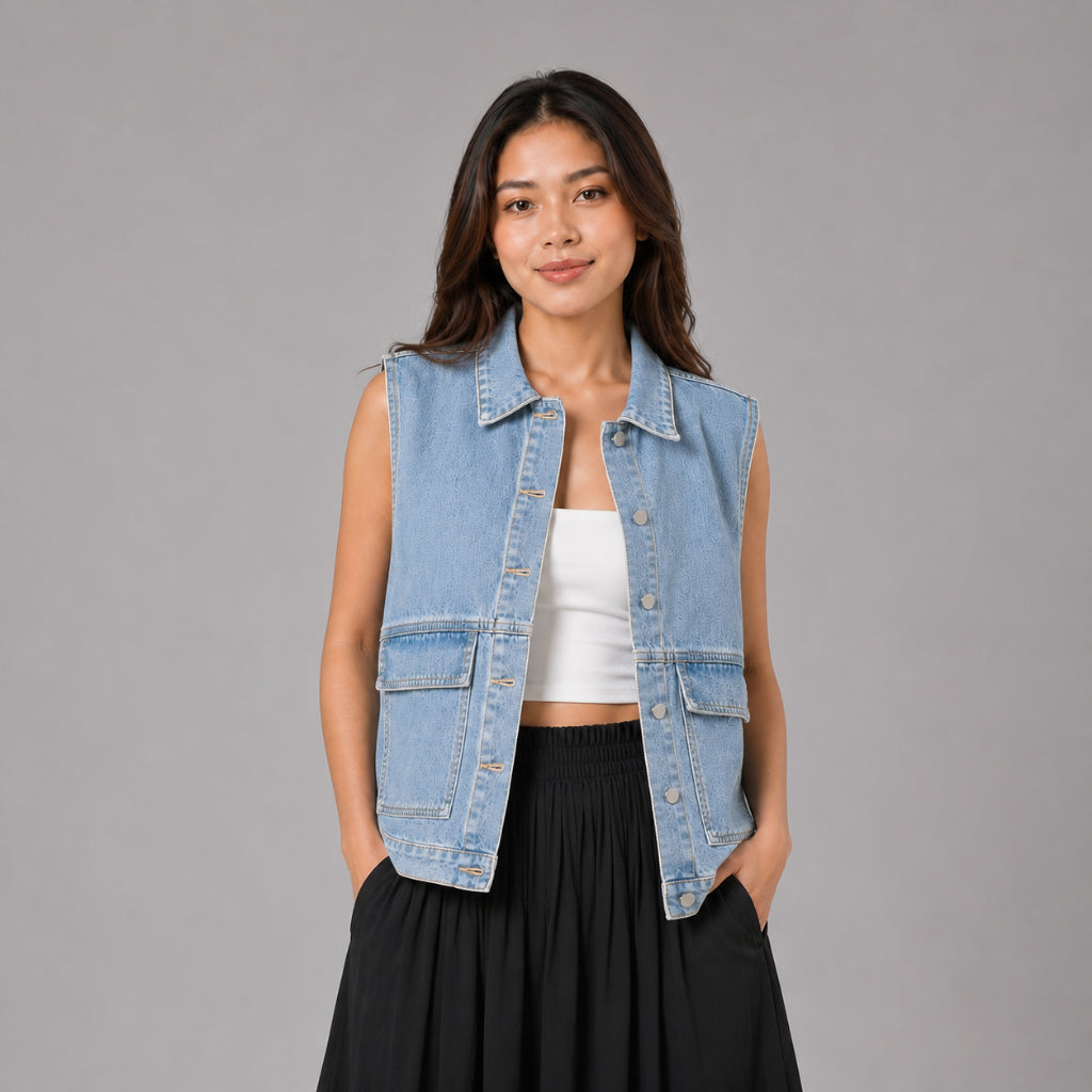 PISCO Women Sleeveless Denim Vest
