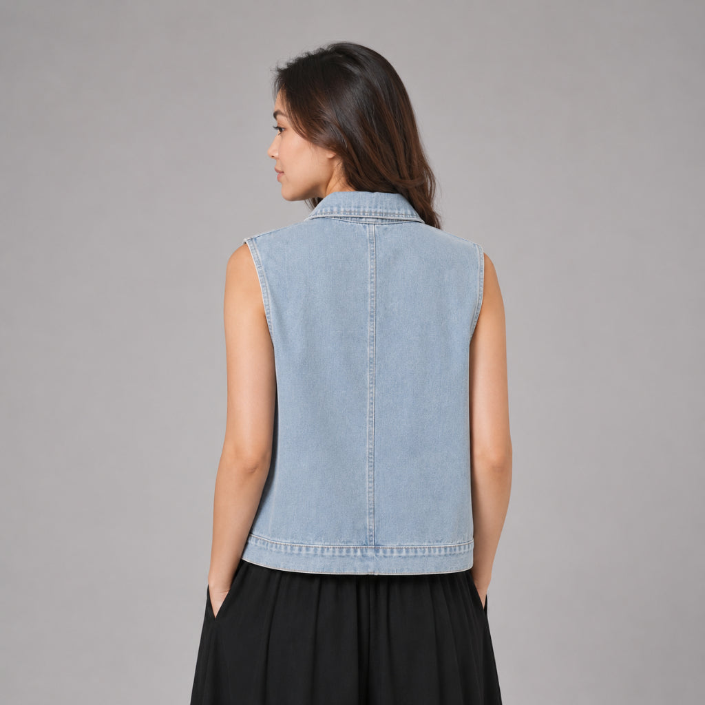 PISCO Women Sleeveless Denim Vest