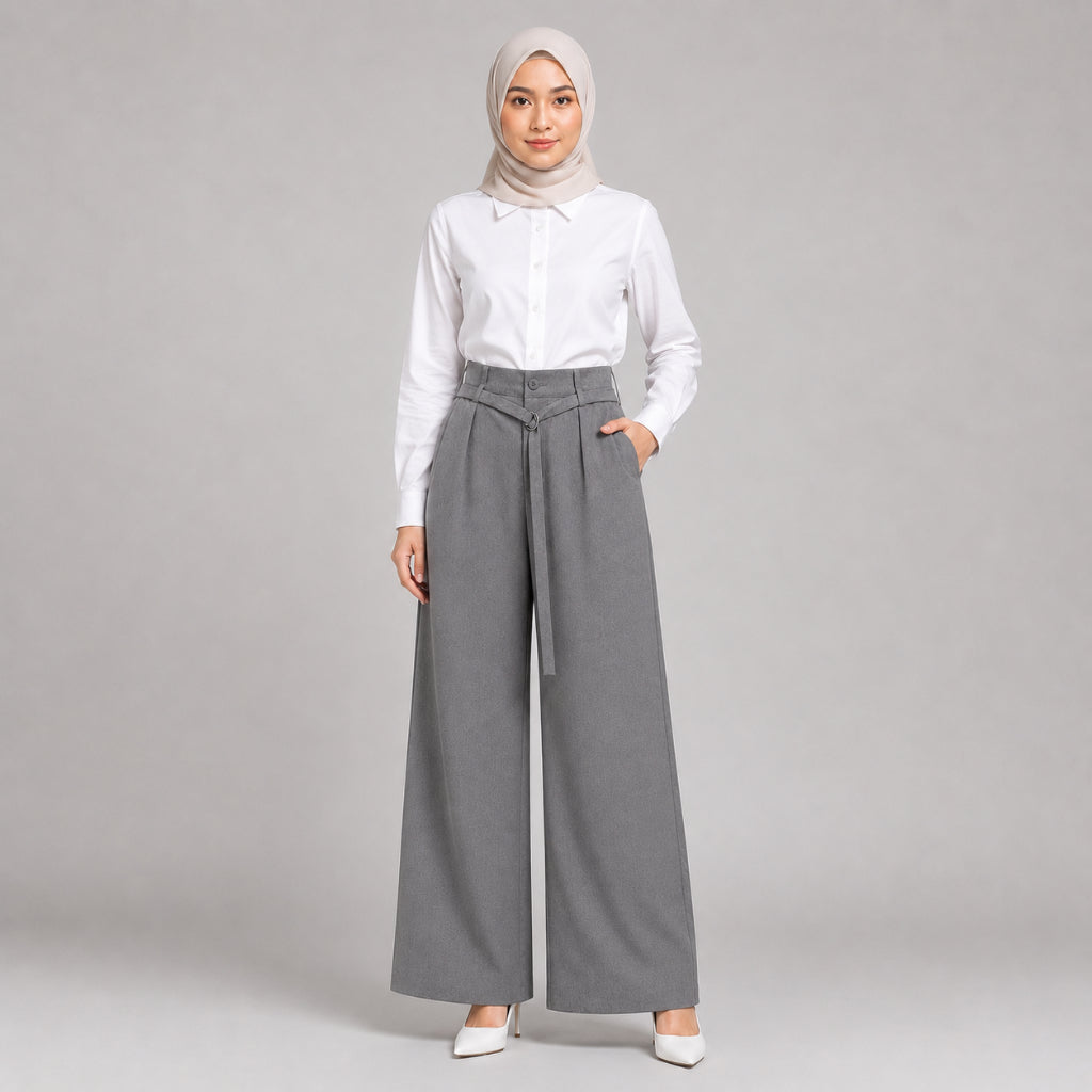 PISCO Women High-Waist Belted Wide-Leg Pants