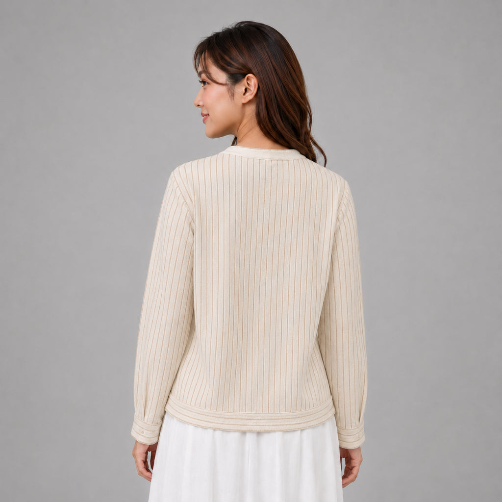 PISCO Women Textured Stripe Button-Up Blouse