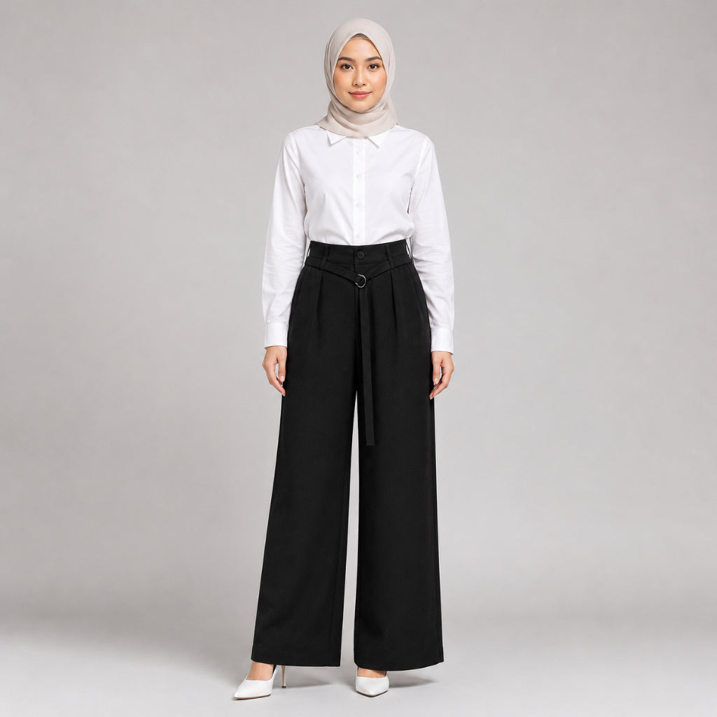 PISCO Women High-Waist Belted Wide-Leg Pants