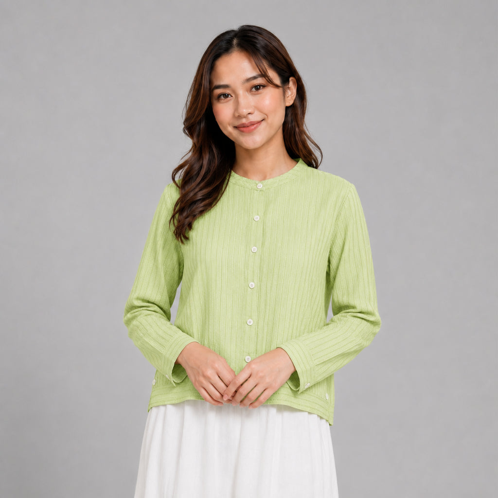 PISCO Women Textured Stripe Button-Up Blouse