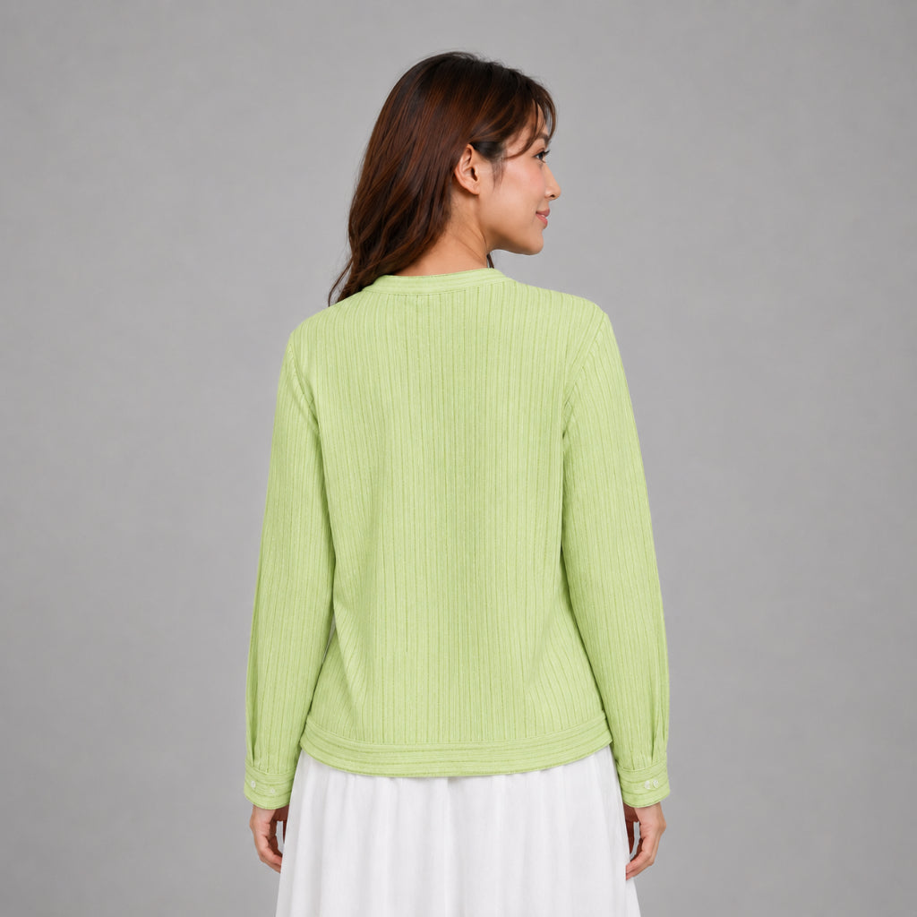 PISCO Women Textured Stripe Button-Up Blouse