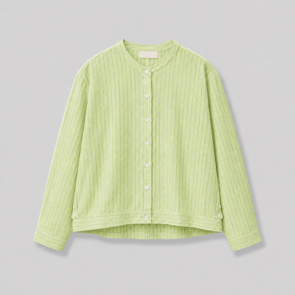 PISCO Women Textured Stripe Button-Up Blouse