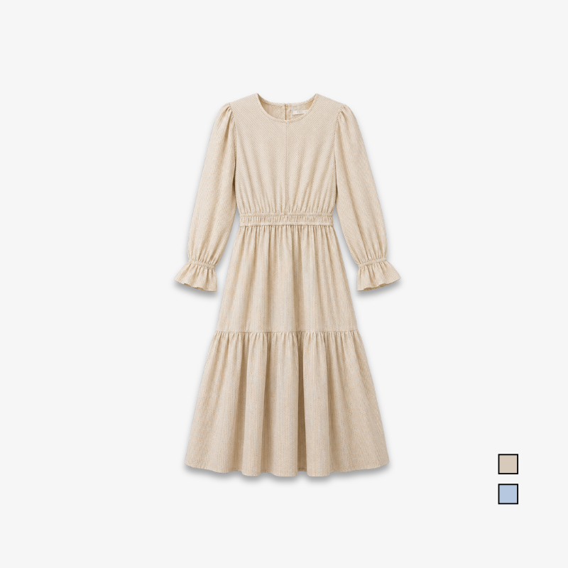 PISCO Women Textured Stripe Tiered Midi Dress