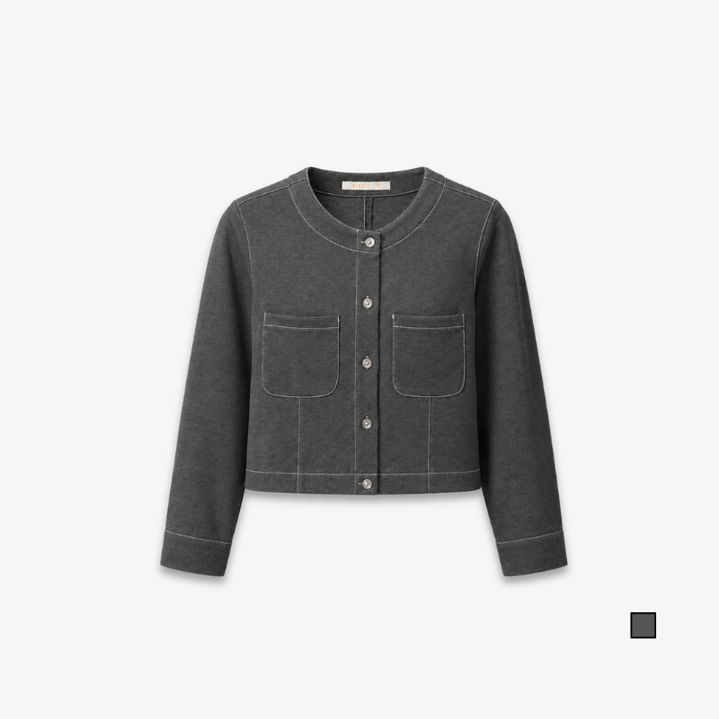 PISCO Women Contrast Stitch Cropped Blazer