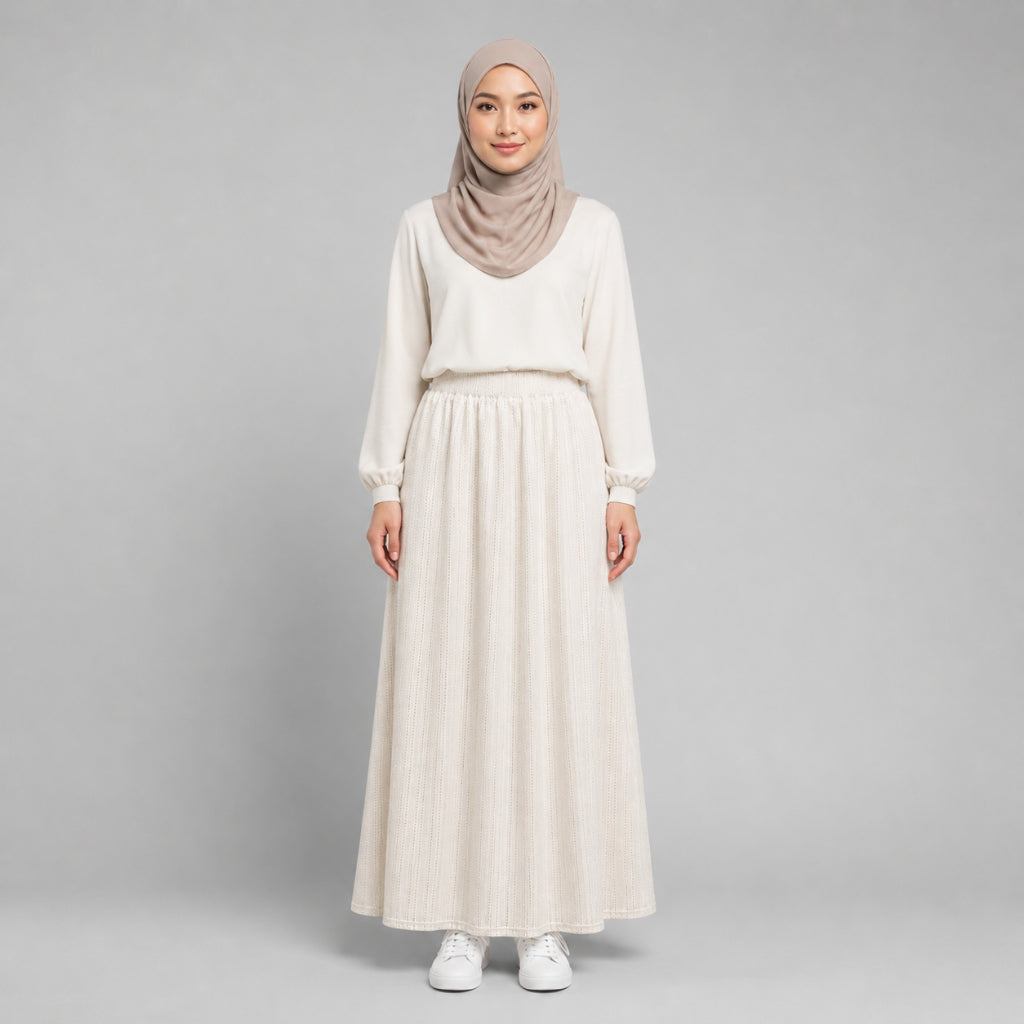 PISCO Women Textured Elastic Waist Maxi Skirt