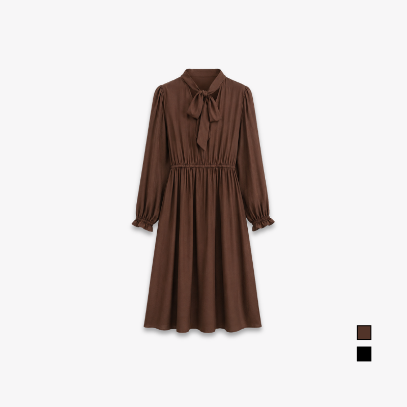 PISCO Women Bow Tie Neck Midi Dress
