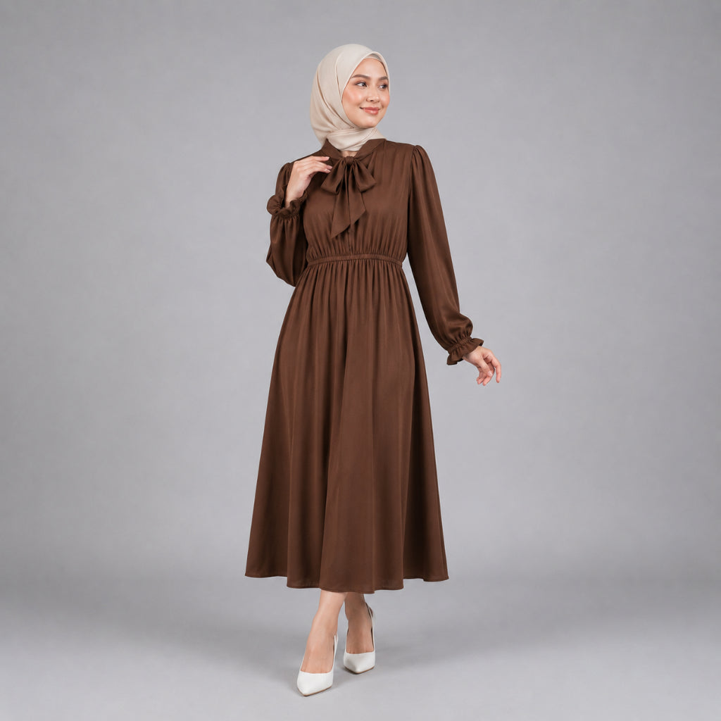 PISCO Women Bow Tie Neck Midi Dress