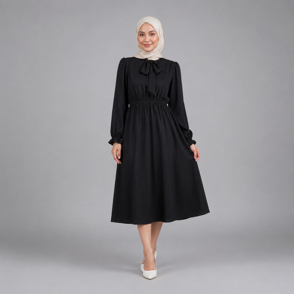 PISCO Women Bow Tie Neck Midi Dress