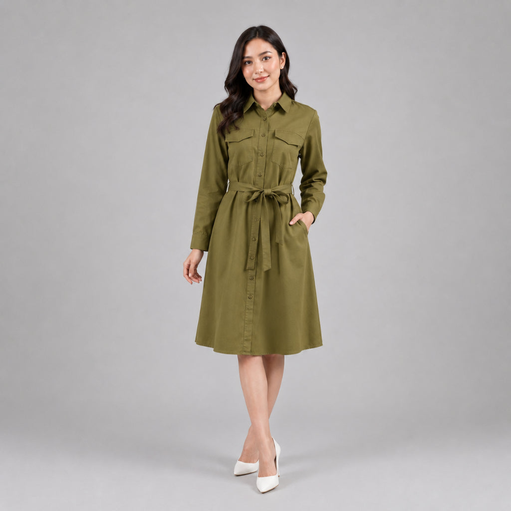 PISCO Women Long Sleeve Midi Dress