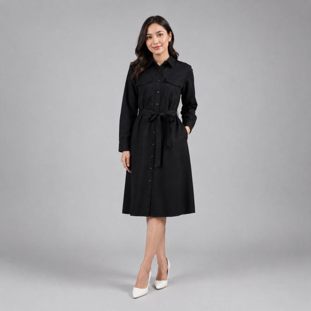 PISCO Women Long Sleeve Midi Dress