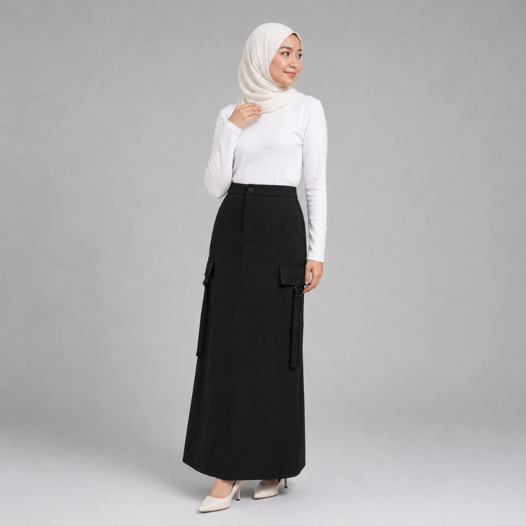 PISCO Women Modest Cargo Maxi Skirt