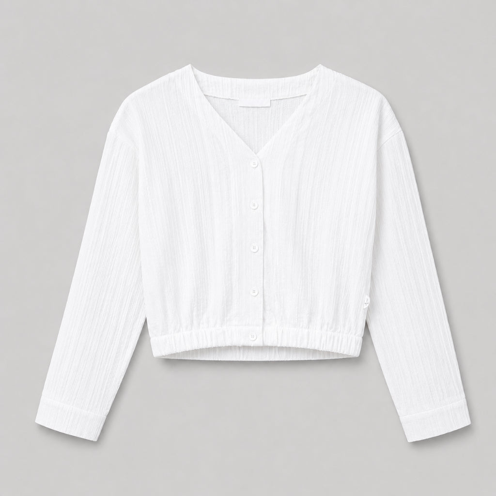 YFS Women Textured V-Neck Crop Blouse