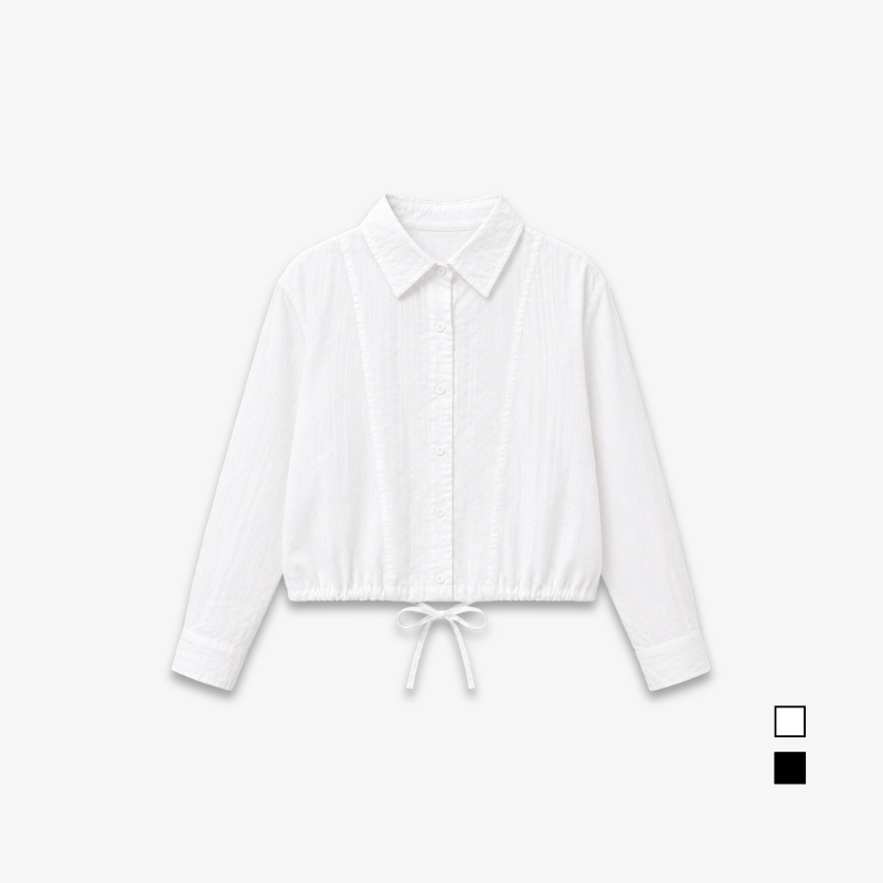 YFS Women Drawstring Hem Crop Blouse