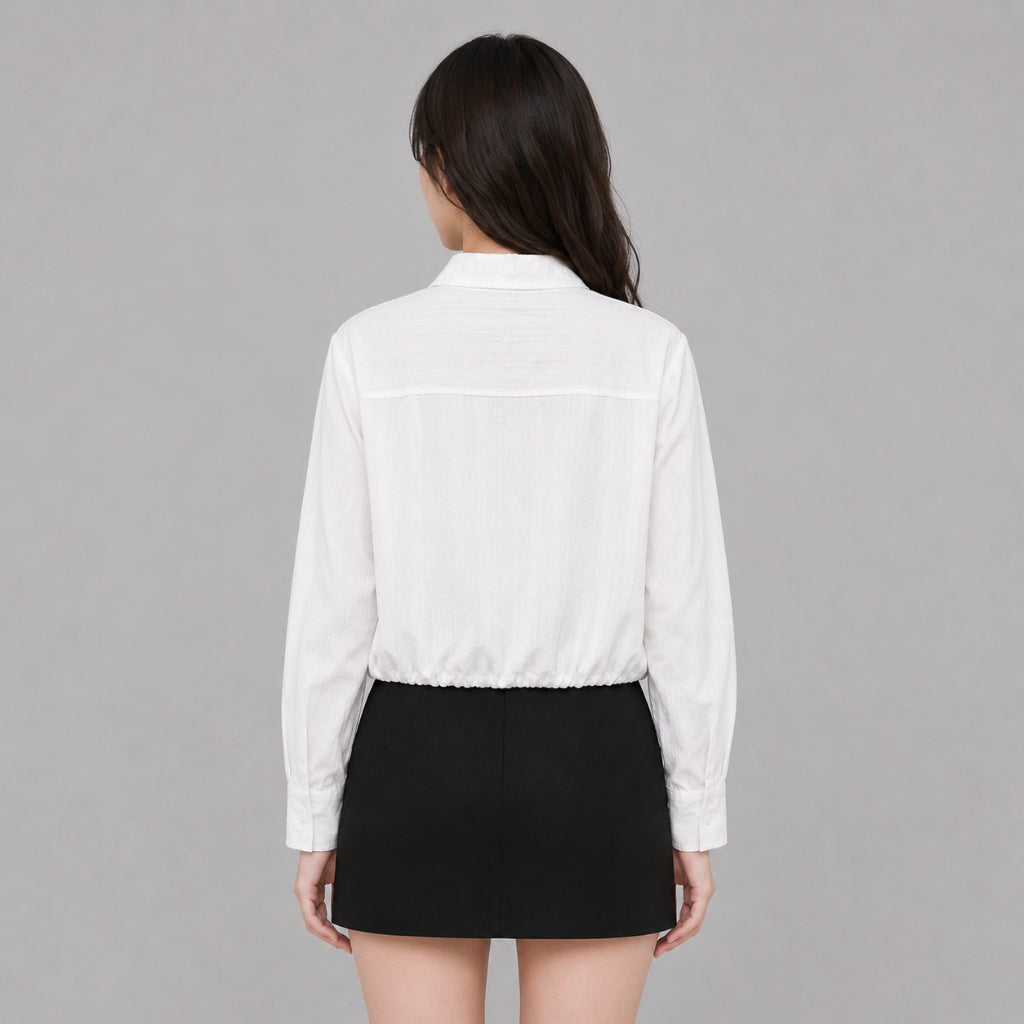 YFS Women Drawstring Hem Crop Blouse