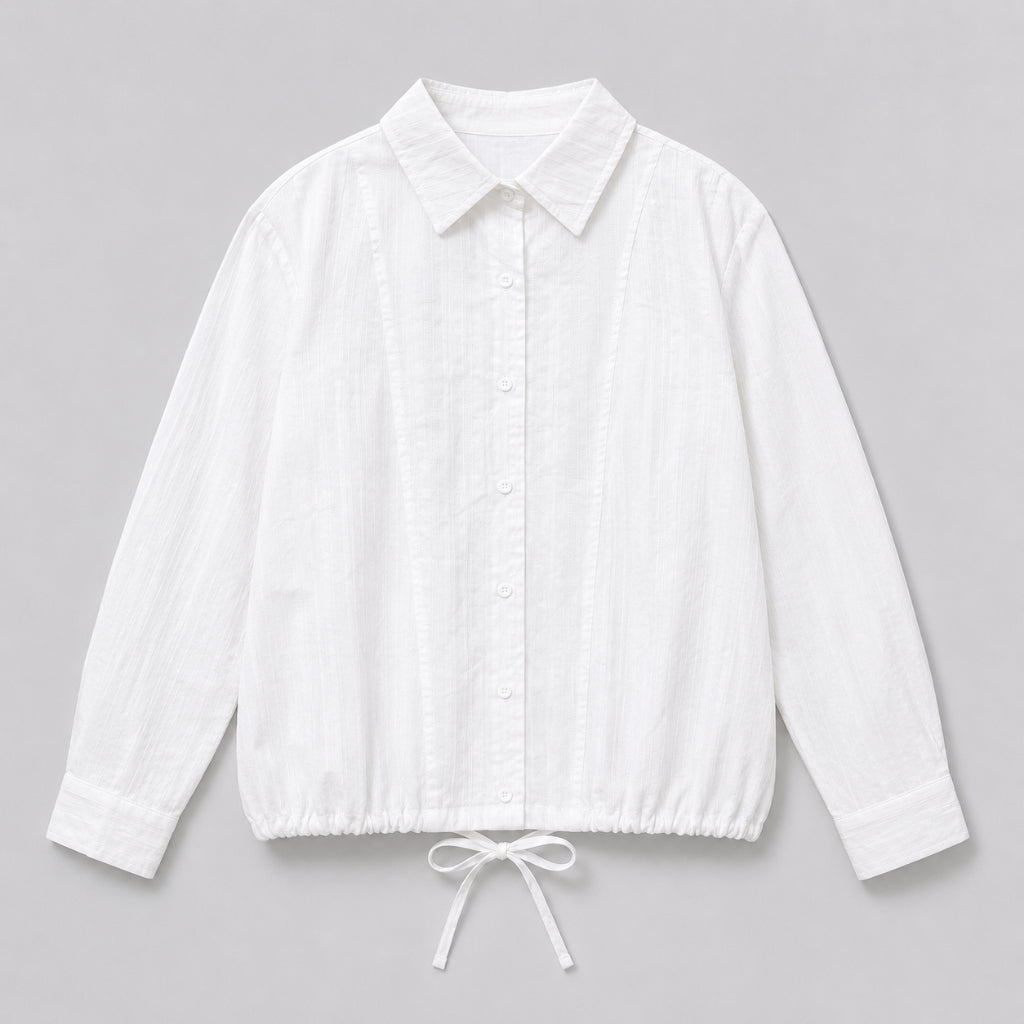 YFS Women Drawstring Hem Crop Blouse