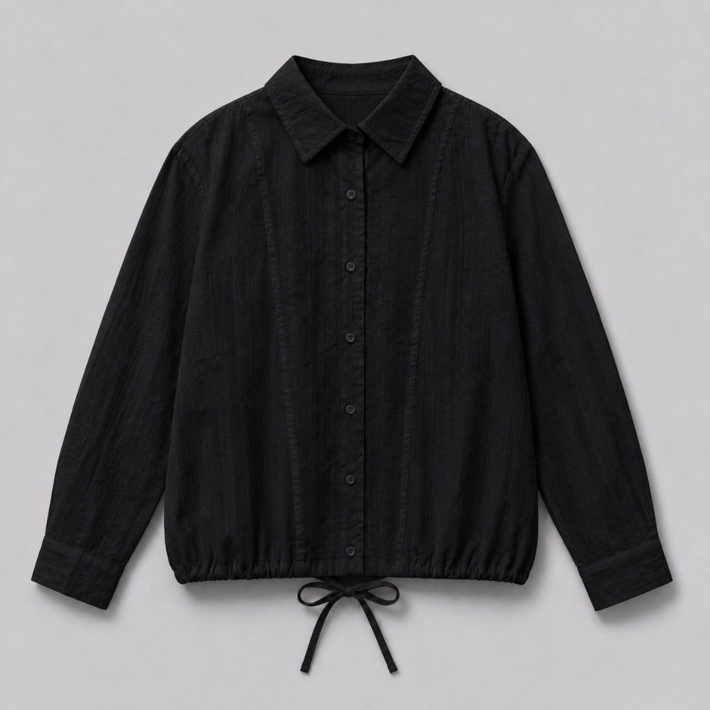 YFS Women Drawstring Hem Crop Blouse