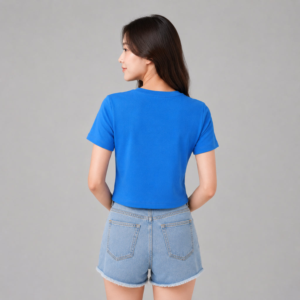 YFS Women Lucky Rhinestone Crop T-Shirt