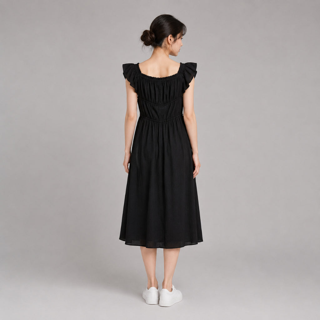 YFS Women Ruffle Sleeve Midi Dress