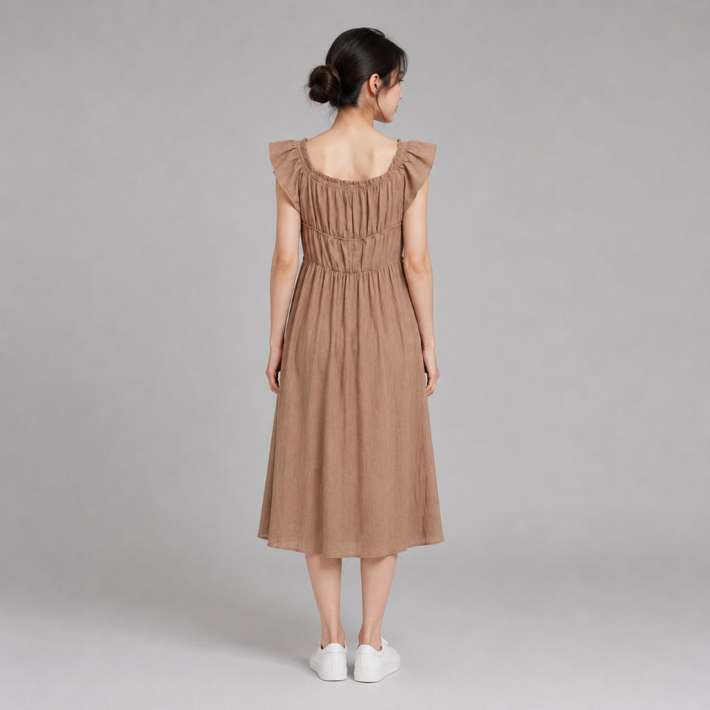 YFS Women Ruffle Sleeve Midi Dress