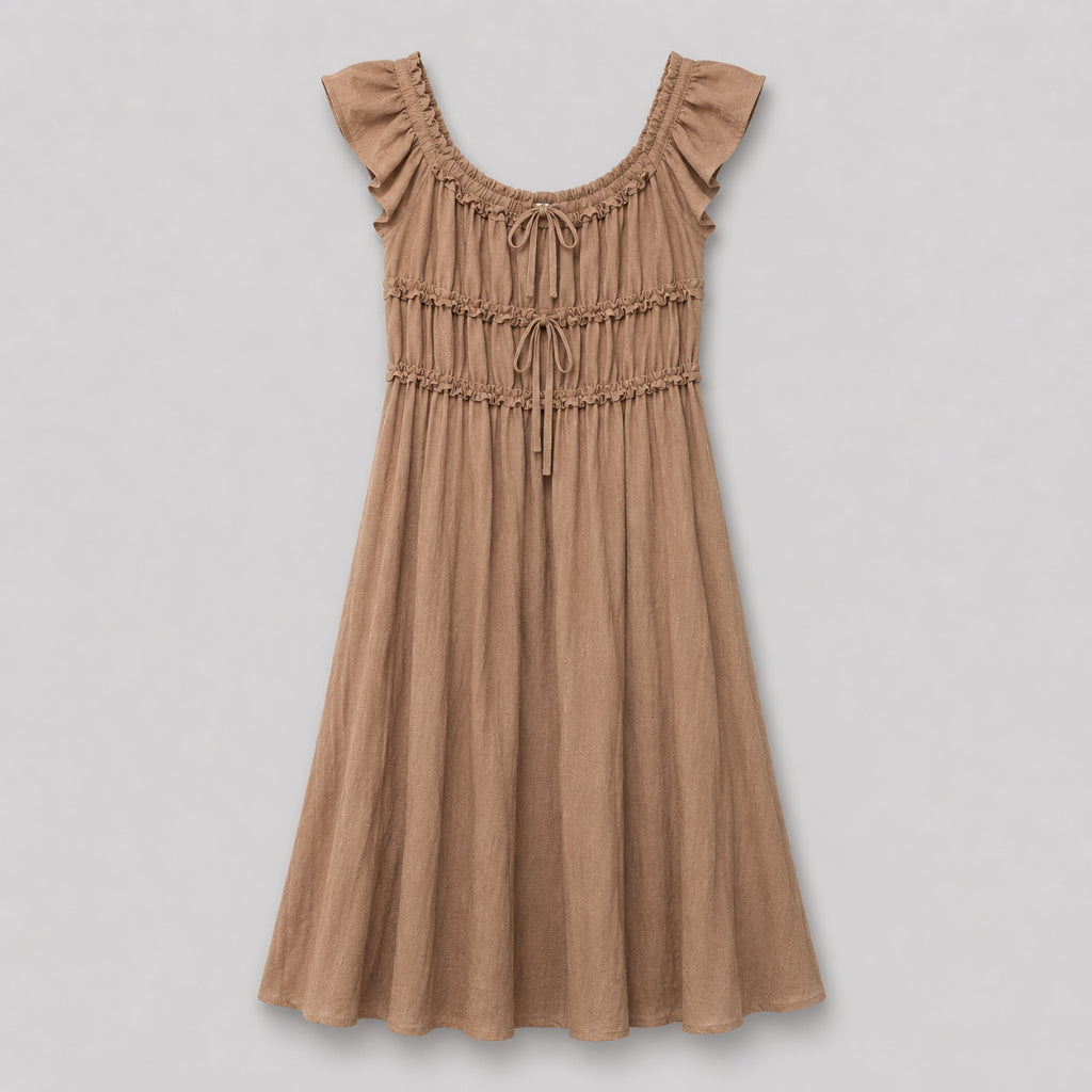 YFS Women Ruffle Sleeve Midi Dress