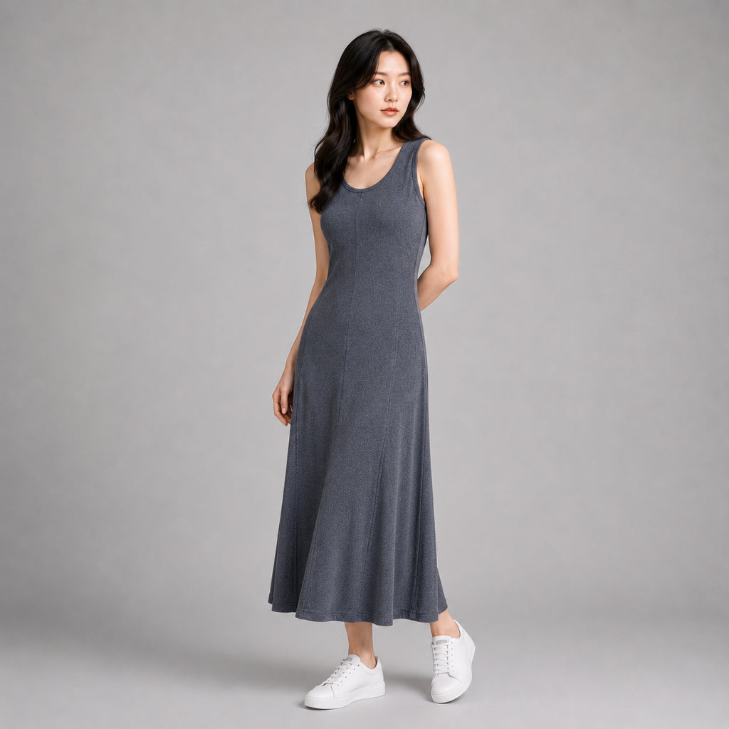 YFS Women Sleeveless Ribbed Midi Dress