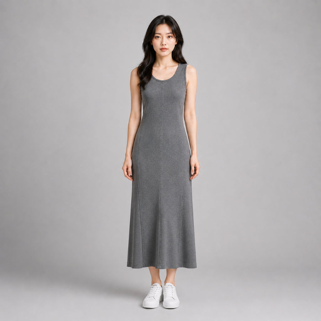 YFS Women Sleeveless Ribbed Midi Dress