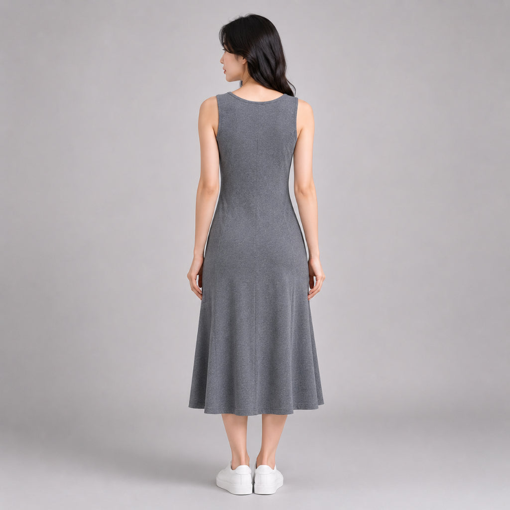 YFS Women Sleeveless Ribbed Midi Dress
